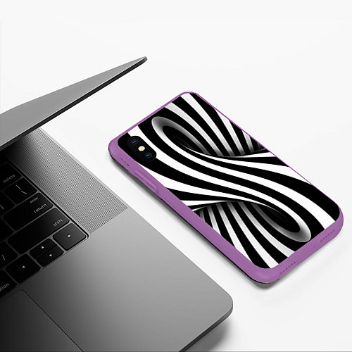 Чехол iPhone XS Max матовый Оптические иллюзии / 3D-Фиолетовый – фото 3