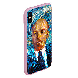 Чехол iPhone XS Max матовый Ленин Ван Гога, цвет: 3D-розовый — фото 2