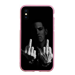 Чехол iPhone XS Max матовый Eminem Fuck, цвет: 3D-розовый