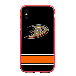 Чехол iPhone XS Max матовый Anaheim Ducks Selanne, цвет: 3D-красный