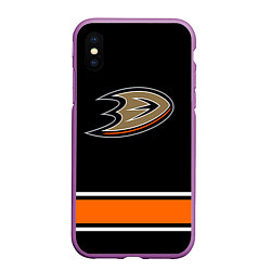 Чехол iPhone XS Max матовый Anaheim Ducks Selanne, цвет: 3D-фиолетовый