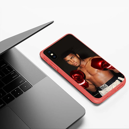Чехол iPhone XS Max матовый Мухаммед Али / 3D-Красный – фото 3