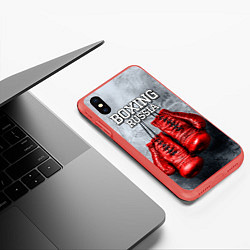 Чехол iPhone XS Max матовый Boxing Russia, цвет: 3D-красный — фото 2
