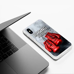 Чехол iPhone XS Max матовый Boxing Russia, цвет: 3D-белый — фото 2