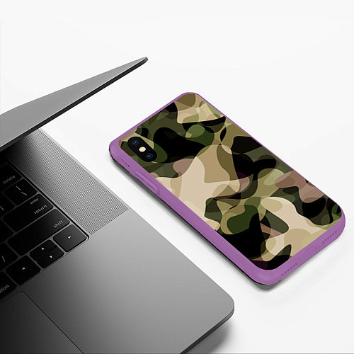 Чехол iPhone XS Max матовый Камуфляж / 3D-Фиолетовый – фото 3