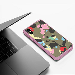 Чехол iPhone XS Max матовый Камуфляж: микс цветов, цвет: 3D-розовый — фото 2