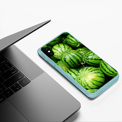 Чехол iPhone XS Max матовый Арбузы, цвет: 3D-мятный — фото 2