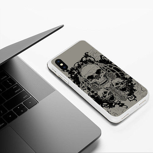 Чехол iPhone XS Max матовый Skulls / 3D-Белый – фото 3