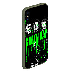 Чехол iPhone XS Max матовый Green Day: Acid Colour, цвет: 3D-темно-зеленый — фото 2