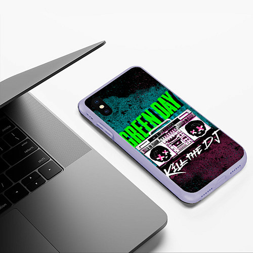 Чехол iPhone XS Max матовый Green Day: Kill the DJ / 3D-Светло-сиреневый – фото 3