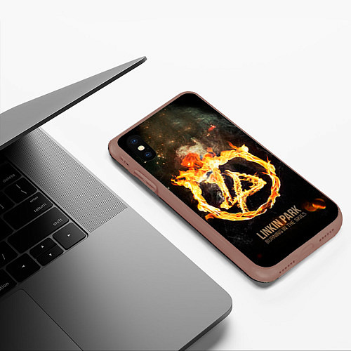 Чехол iPhone XS Max матовый Linkin Park: Burning the skies / 3D-Коричневый – фото 3