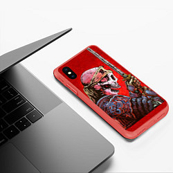 Чехол iPhone XS Max матовый Череп, цвет: 3D-красный — фото 2