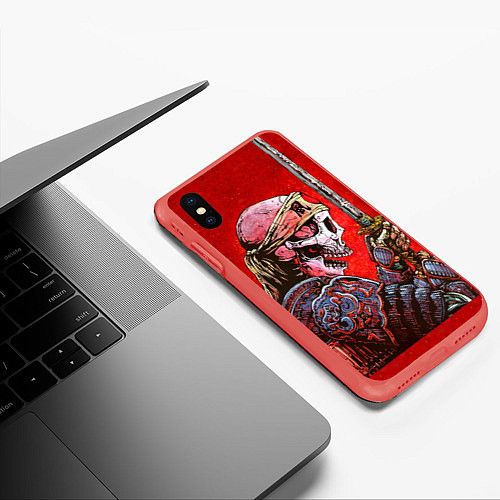 Чехол iPhone XS Max матовый Череп / 3D-Красный – фото 3