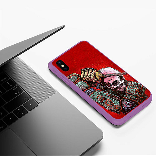 Чехол iPhone XS Max матовый Скелет / 3D-Фиолетовый – фото 3