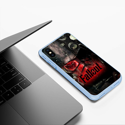 Чехол iPhone XS Max матовый Fallout Red / 3D-Голубой – фото 3