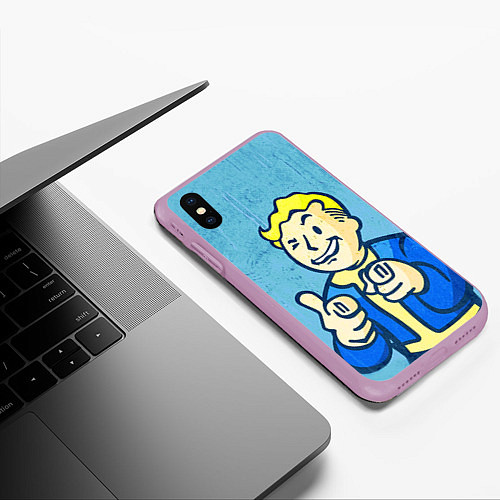 Чехол iPhone XS Max матовый Fallout: It's okey / 3D-Сиреневый – фото 3