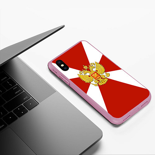 Чехол iPhone XS Max матовый Флаг ВВ / 3D-Розовый – фото 3