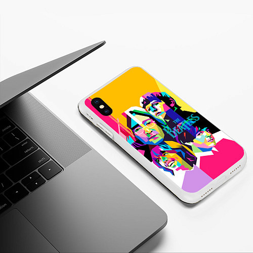 Чехол iPhone XS Max матовый The Beatles: Poly-art / 3D-Белый – фото 3