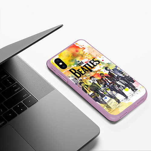 Чехол iPhone XS Max матовый The Beatles: Colour Spray / 3D-Сиреневый – фото 3