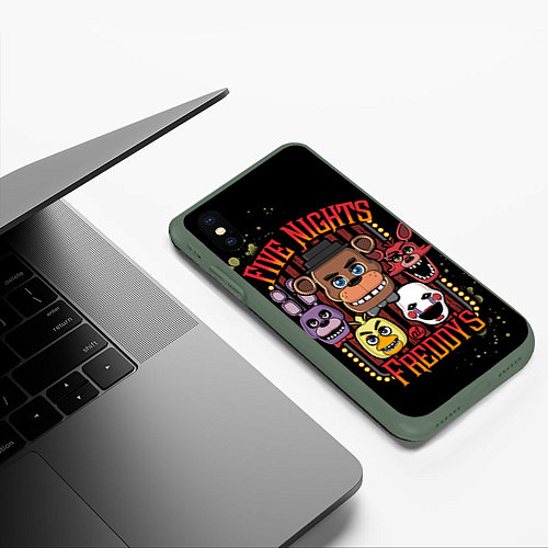 Чехол iPhone XS Max матовый Five Nights At Freddy's / 3D-Темно-зеленый – фото 3