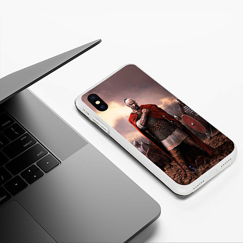 Чехол iPhone XS Max матовый Князь Святослав Игоревич / 3D-Белый – фото 3