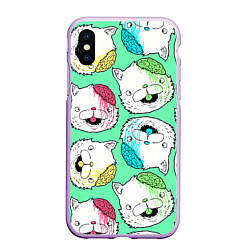 Чехол iPhone XS Max матовый Drop Dead: Kitty Heads, цвет: 3D-сиреневый