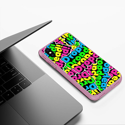 Чехол iPhone XS Max матовый Drop Dead: Acid Pattern / 3D-Розовый – фото 3
