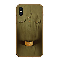 Чехол iPhone XS Max матовый Униформа солдата, цвет: 3D-коричневый