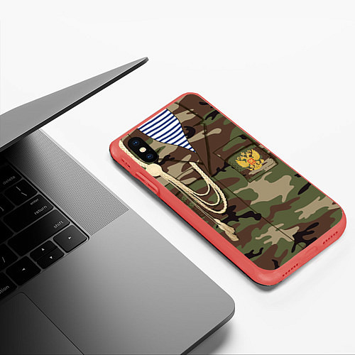 Чехол iPhone XS Max матовый Униформа дембеля / 3D-Красный – фото 3