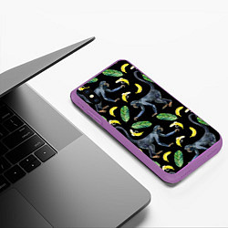 Чехол iPhone XS Max матовый Обезьянки и бананы, цвет: 3D-фиолетовый — фото 2