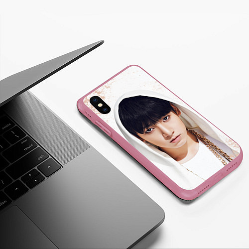 Чехол iPhone XS Max матовый Jeon Jung Kook / 3D-Малиновый – фото 3