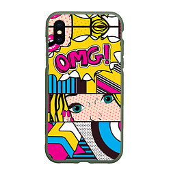 Чехол iPhone XS Max матовый POP ART, цвет: 3D-темно-зеленый