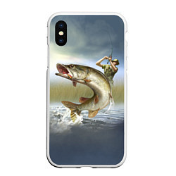 Чехол iPhone XS Max матовый Дерзская щука, цвет: 3D-белый