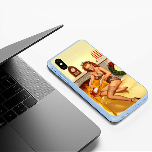 Чехол iPhone XS Max матовый Pin up / 3D-Голубой – фото 3