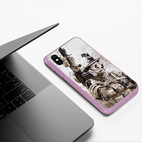 Чехол iPhone XS Max матовый ФСБ Альфа / 3D-Сиреневый – фото 3