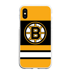 Чехол iPhone XS Max матовый Boston Bruins, цвет: 3D-белый