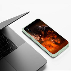 Чехол iPhone XS Max матовый DOOM imp, цвет: 3D-салатовый — фото 2