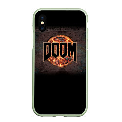 Чехол iPhone XS Max матовый DOOM Fire, цвет: 3D-салатовый