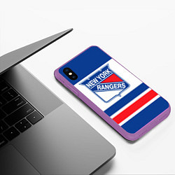 Чехол iPhone XS Max матовый New York Rangers, цвет: 3D-фиолетовый — фото 2