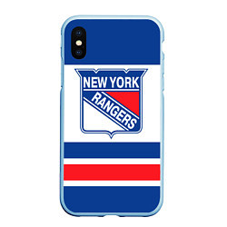 Чехол iPhone XS Max матовый New York Rangers, цвет: 3D-голубой
