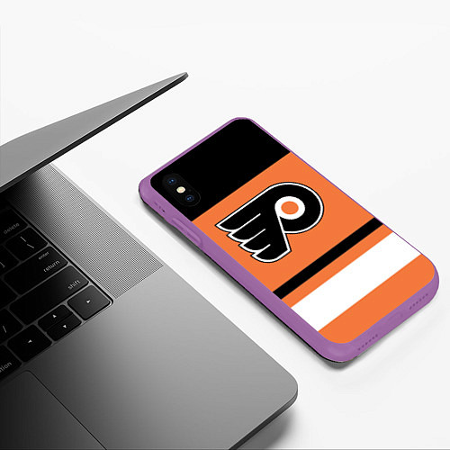 Чехол iPhone XS Max матовый Philadelphia Flyers / 3D-Фиолетовый – фото 3