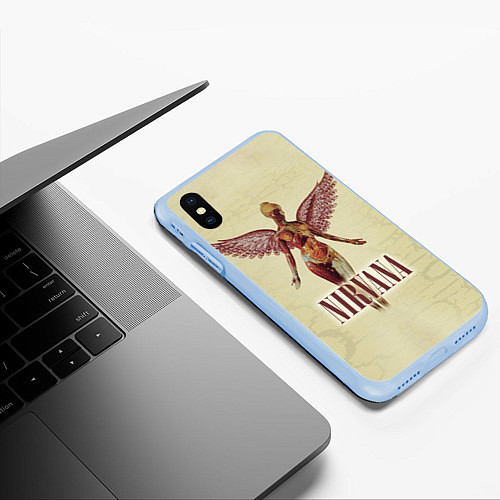 Чехол iPhone XS Max матовый Nirvana Angel / 3D-Голубой – фото 3