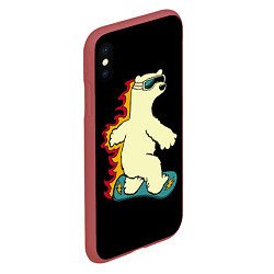 Чехол iPhone XS Max матовый Мишка на борде, цвет: 3D-красный — фото 2