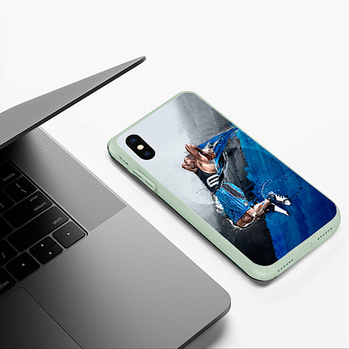 Чехол iPhone XS Max матовый Баскетбол бросок / 3D-Салатовый – фото 3