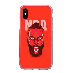 Чехол iPhone XS Max матовый NBA, цвет: 3D-розовый