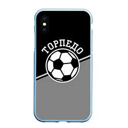 Чехол iPhone XS Max матовый ФК Торпедо, цвет: 3D-голубой