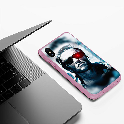 Чехол iPhone XS Max матовый T-800 / 3D-Розовый – фото 3