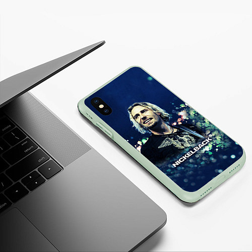 Чехол iPhone XS Max матовый Nickelback: Chad Kroeger / 3D-Салатовый – фото 3