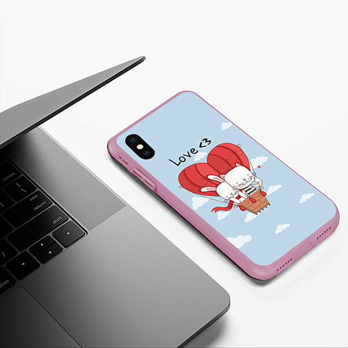 Чехол iPhone XS Max матовый Влюбленные на шаре / 3D-Розовый – фото 3