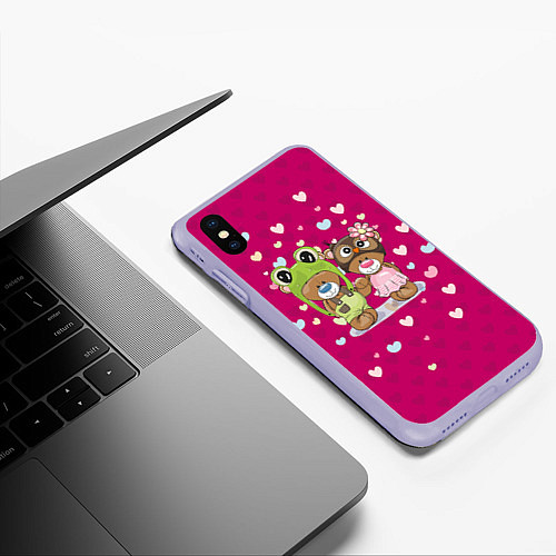 Чехол iPhone XS Max матовый Мишки / 3D-Светло-сиреневый – фото 3